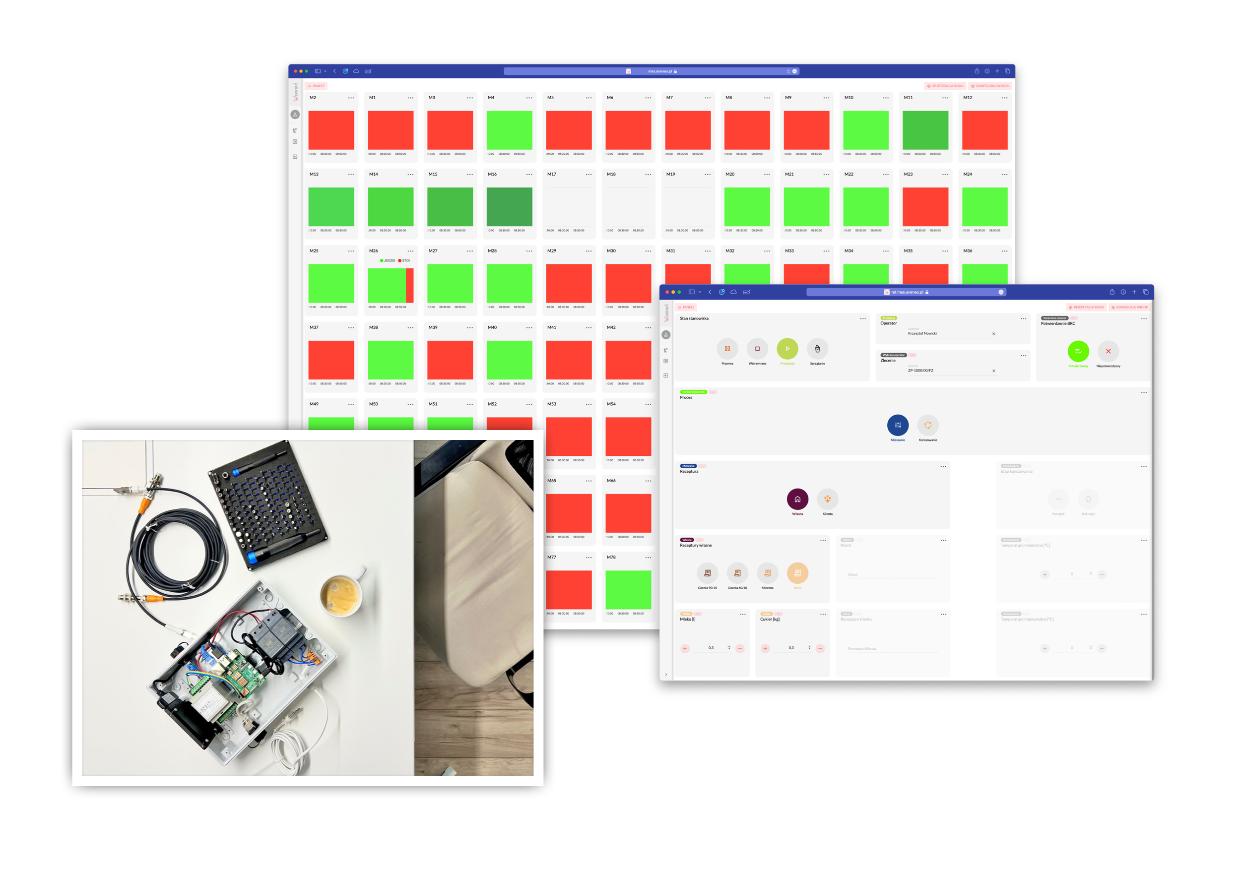 Odczyty systemu MES i flagowanie produkcji