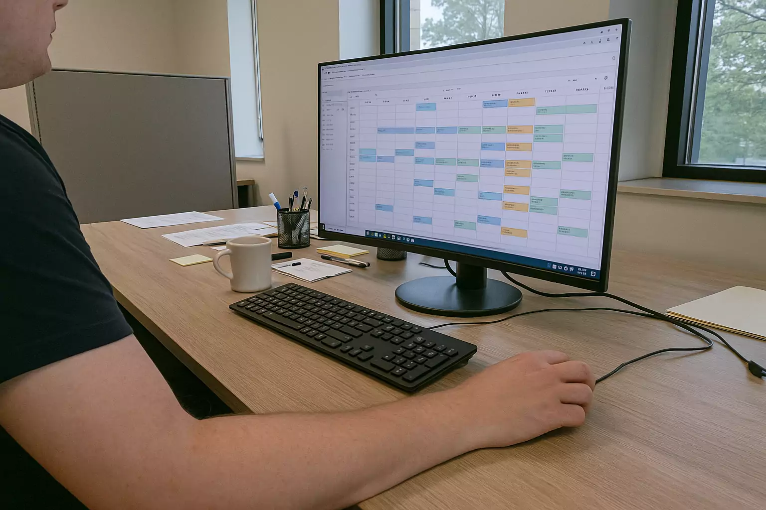 Dyspozytornia - widok ekranu z harmonogramem zleceń