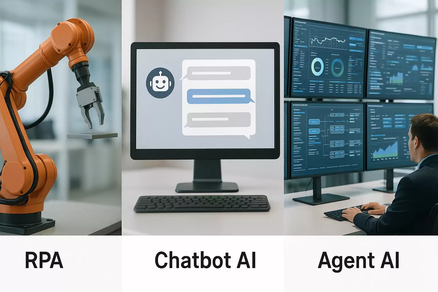 Porównanie RPA, Chatbotów AI i Agentów AI