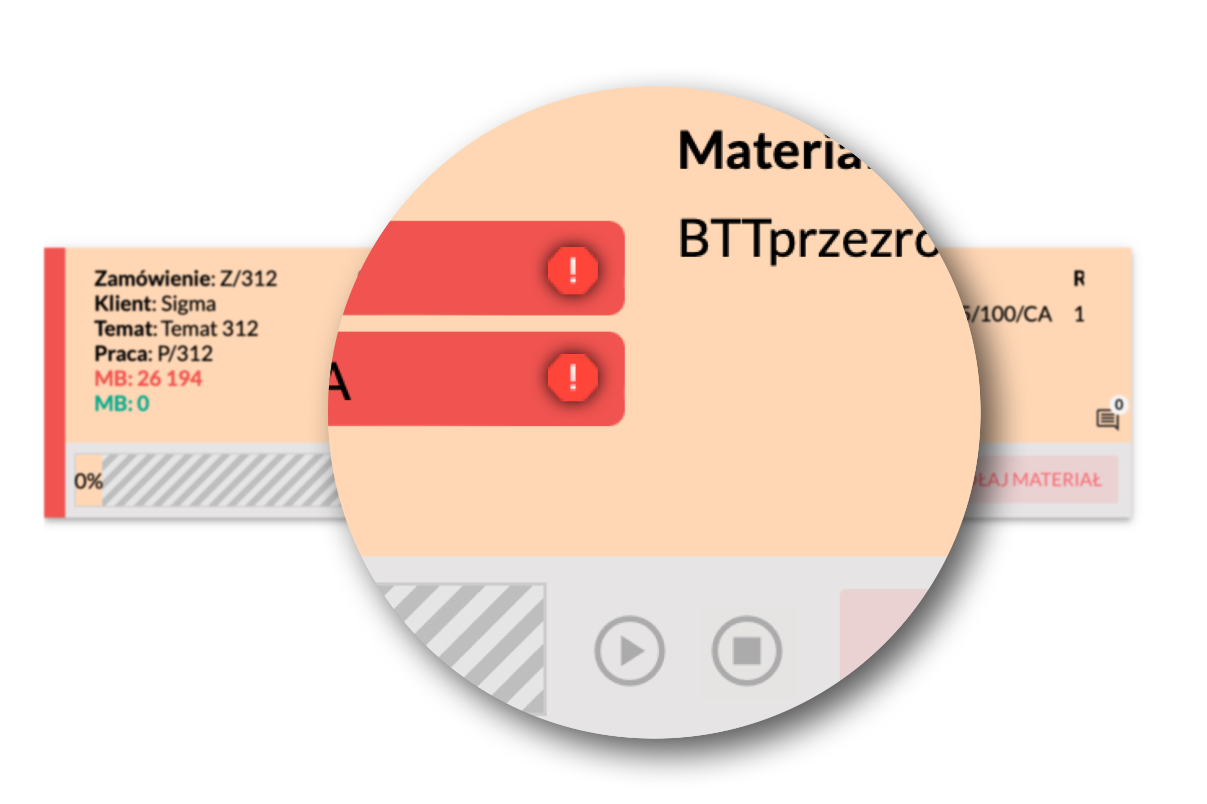 Preventing production on defective raw materials